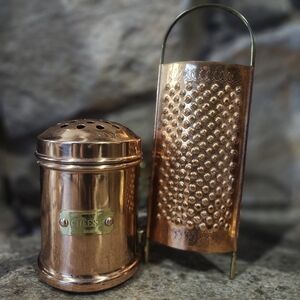 Vintage Copper Cheese Shaker and Grater Set